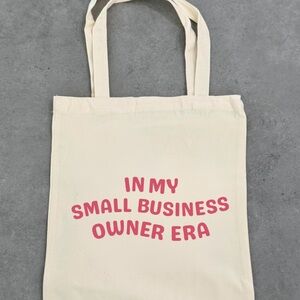 Small business owner Tote Bag with Pink Text